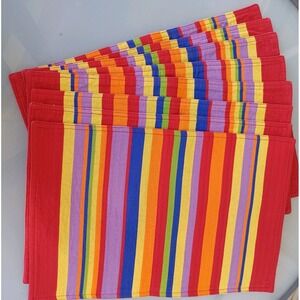Rainbow Stripe‎ Table Runner & 8 Placemats Double Sided Machine Washable